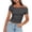 Black, variant on ZZwxWA Womens Summer Sexy Off The Shoulder Tops Solid Color Fashion Short Sleeve Sling Blouse Flowy Split Hem Pullover Plus Size