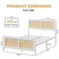 thumbnail image 2 of Blanca tamaño completo rattan marco de cama: boho cane platform marco de cama con cabecero, strong metal slat, y noise-free design - no necesita colchón base, 2 of 6
