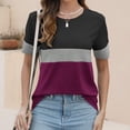thumbnail image 6 of Rezuofi 1 Pcs Women’s T Shirts Short Sleeve Color Block Tops Casual Summer Fashion Tees, 6 of 7