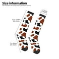 thumbnail image 5 of Fotbe Brown Black Cow print Women's Men's Novelty Crew Socks Cotton Socks Knee High Socks for Walking,Running,Nurses,Pregnancy, 5 of 9