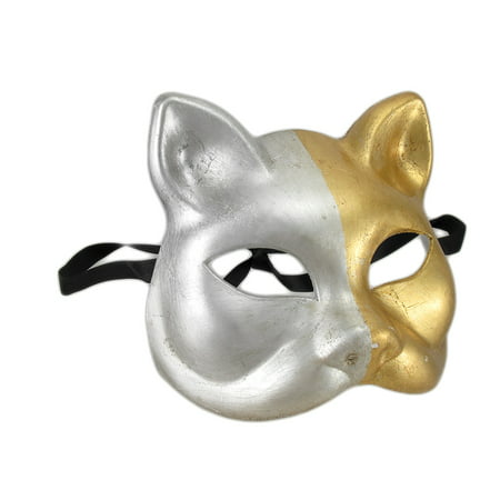 Gold and Silver Finish Half Face Carnivale Gatto Cat