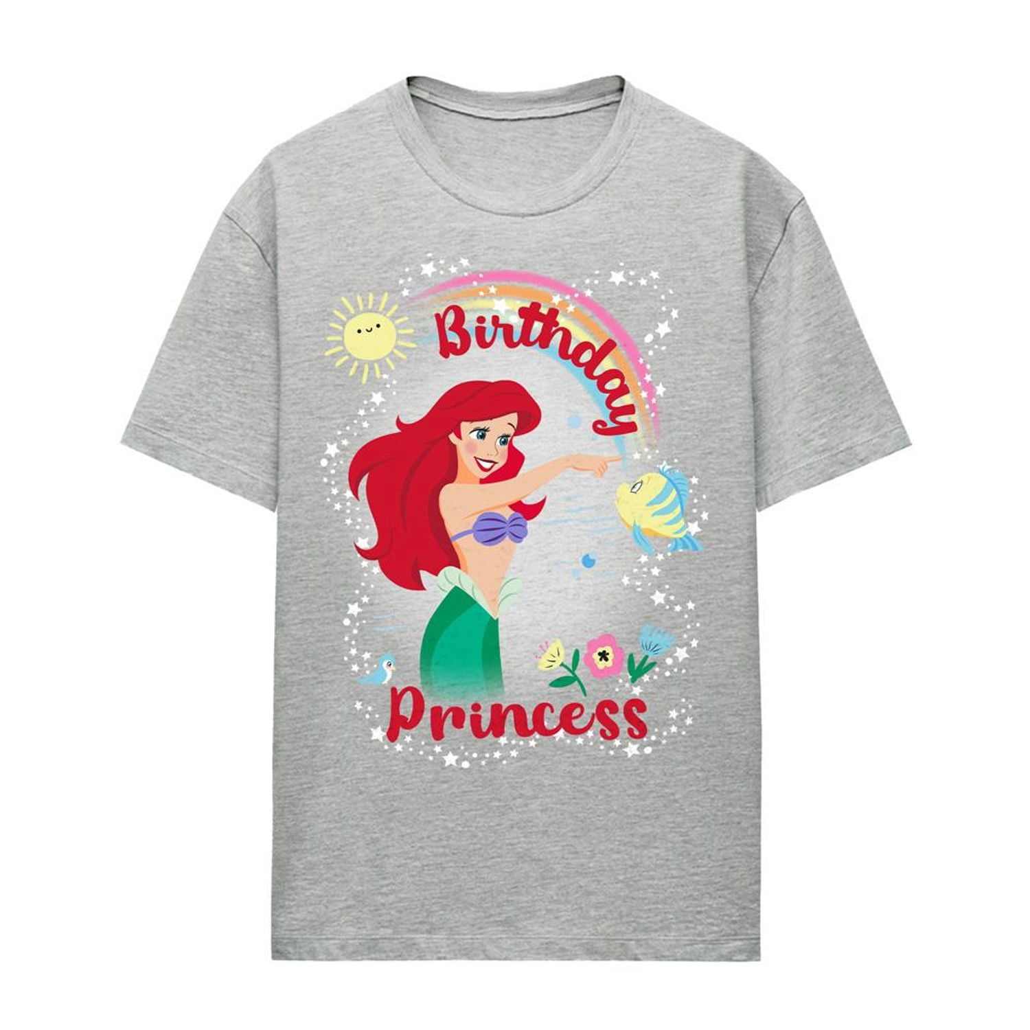The Little Mermaid Womens Birthday Princess Ariel & Flounder Heather T-Shirt