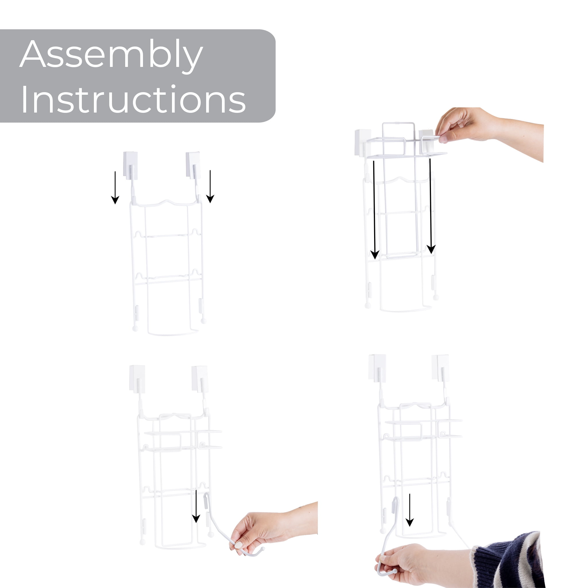 Mainstays Over‑the‑Door Iron & Ironing Board Holder – Space‑Saving Steel Storage Rack, White