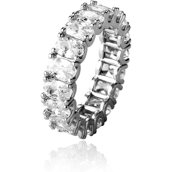 14K Gold Mossanite Oval Cut Eternity Ring, Hip-Hop Style Ring, A Circle of Love, Perfect for Her