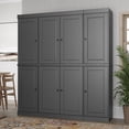 thumbnail image 2 of 100% Solid Wood Kitchen Pantry Storage Cabinet with Solid Doors, Adjustable Shelves and 2-Drawers, Gray, 2 of 6