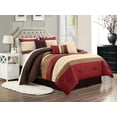thumbnail image 1 of 7-Pc Jasper Embroidery Pleated Stripe Embossed Square Comforter Set Burgundy Ivory Coffee Brown Queen, 1 of 1