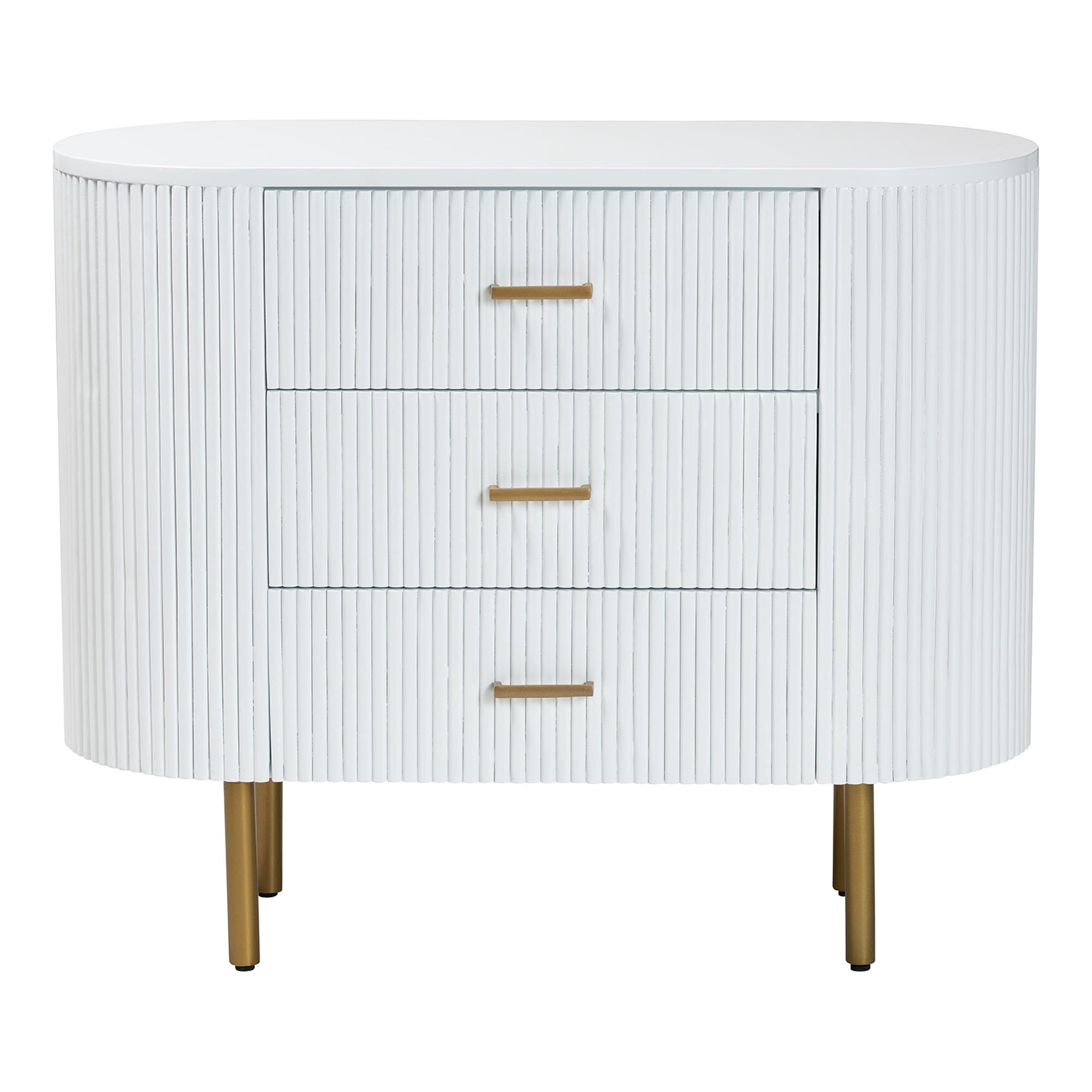 bali & pari Beyla Mid-Century Dresser, 3-Drawer, White
