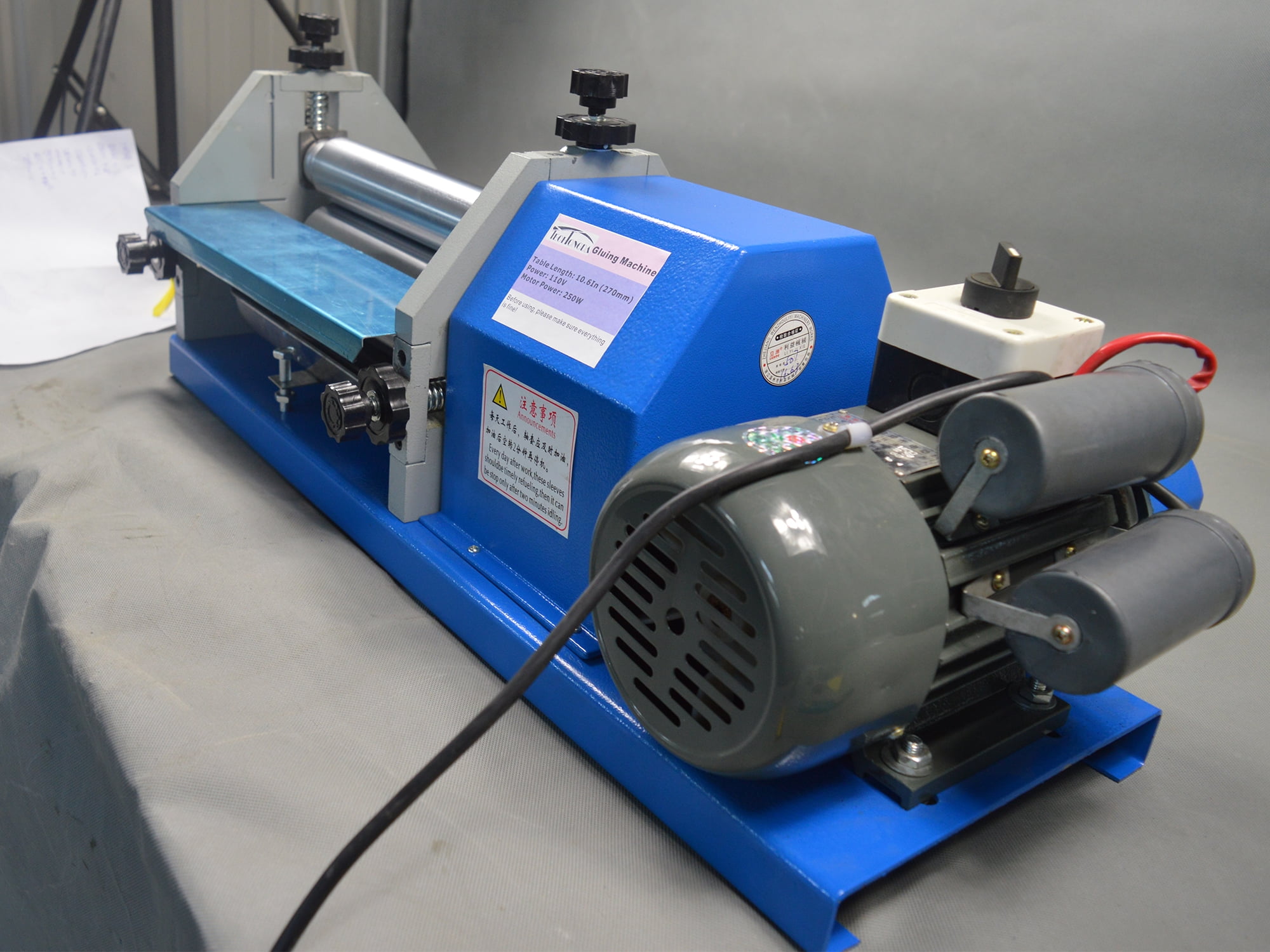 INTBUYING 10.6inch Electric Glue Coating Machine Automatic White Emulsion Gluing Machine for Paper Leather Cardboard 110V