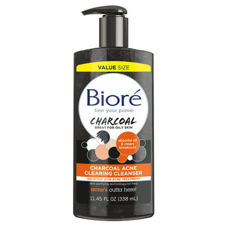 Biore Charcoal Acne Clearing Cleanser for Oily (Best Beauty Regimen For Oily Skin)
