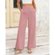 thumbnail image 3 of Pantalones anchos BTFBM para mujer, elásticos, cintura alta, color rosa palazzo, 3 of 9