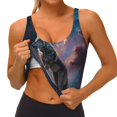 thumbnail image 3 of KLL Night Sky Wolf for Workout Tank Tops for Women,U Back Fitness Top Built in Shelf Bras Padded Fit for Yoga Gym-Large, 3 of 8