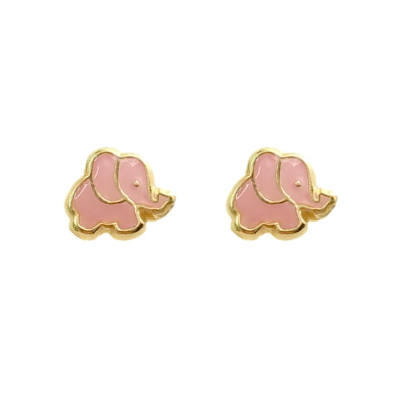 Broquel elefante rosa oro 10k Mancini f651 r