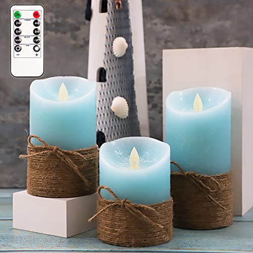 SILVERSTRO Blue Flameless Candles with Remote, D3" X H4" 5" 6