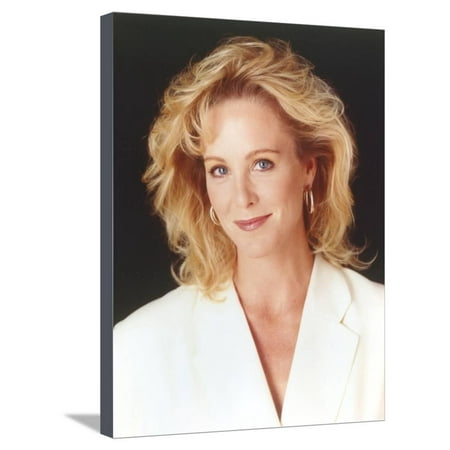 Joanna Kerns wearing a White Coat Dress in a Close Up Portrait Stretched Canvas Print Wall Art By Movie Star News