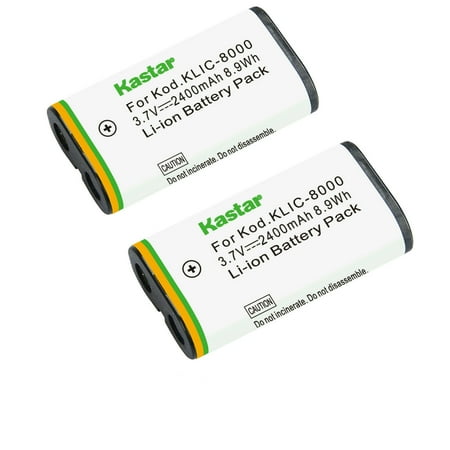 Kastar K8000 Battery 2-Pack Replacement for Kodak KLIC-8000 K8000 Battery Kodak K7600-C K8500-C Charger Kodak Z812 IS Z8612 IS Pocket Video Camera ZX1 Camera
