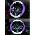 thumbnail image 2 of Cute Diamond Soft Leather Anti-Slip Steering Wheel Cover with Bling Bling Crystal Rhinestones, Universal 15 Inch for Women Girls, Fit Vehicles, Sedans, SUVs, Vans, Trucks - White and Purple, 2 of 5