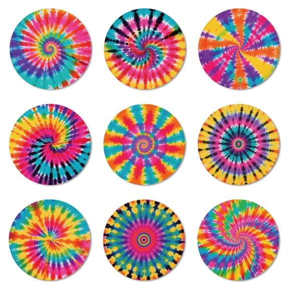 Coasters Set of 9 Tie dye Pattern Colorful Wooden Coasters Bulk Round Housewarming Gift
