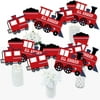 Big Dot of Happiness Railroad Party Crossing - Steam Train Birthday Party or Baby Shower Centerpiece Sticks - Table Toppers - Set of 15