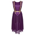 thumbnail image 3 of Yartina Tunique de Danse Sans Manches pour Femmes, Performance de Danse Lyrique, Violet Foncé S, 3 of 7