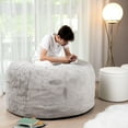 thumbnail image 2 of Gouchee Home Simcoe Faux Rabbit Fur Foam Bean Bag Chair – Large 4ft Grey Lounger with Pre-Cut Foam Filling, Soft Washable Cover, and Durable Inner Liner – Cozy Seating for Dorm or Living Room, 2 of 5