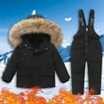 thumbnail image 2 of Pxkloy Kids Winter Snow Jumpsuit 2 Piece Snowsuit Set Girl Winter Hooded Puffer Jacket and Snow Bib Pants Boy Ski Suits 2025 Fashion Outfits Black,2-3Years, 2 of 4