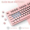 thumbnail image 5 of Typewriter Style Retro Wired Mechanical Gaming Keyboard,Vintage Steampunk Keyboard with White Backlit,104-Key Blue Switch Cute Keyboard,Round Keycaps Knob Control for PC/Laptop/Mac, 5 of 8