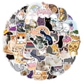thumbnail image 2 of Pegatinas de gato, 50 unidades, pegatinas de vinilo impermeables para ordenador portátil, monopatín, botellas de agua, computadora, teléfono, guitarra, pegatinas de gato para niños y adultos (pegatinas de gato) Rojo Verde, 2 of 5