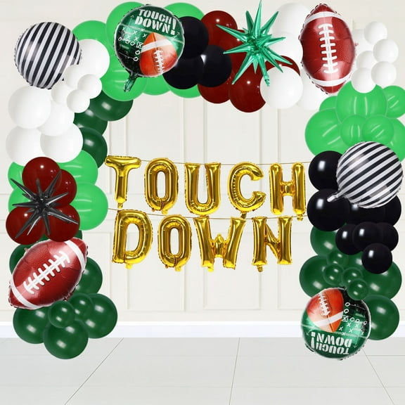 156PCS Football Balloon Garland Arch Kit Football Balloons Touchdown Letter Balloons Party Supplies for Sport Theme Birthday Party,Super Bowl,Touch down Game Day Party Decorations