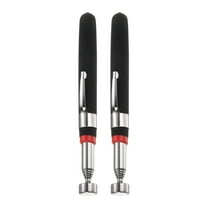 2pcs Telescoping Magnetic Pickup Tool 5LB Stainless Steel 5.5" to 24.4" Extendable Magnet Retrieval Stick with Pocket Clip for Car Industry Garage Office, Black