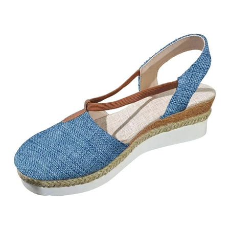 

PEASKJP Ladies Sandals Women s Clara One Band Ankle Strap Sandal Memory Foam Wide Widths Available (Blue 8)