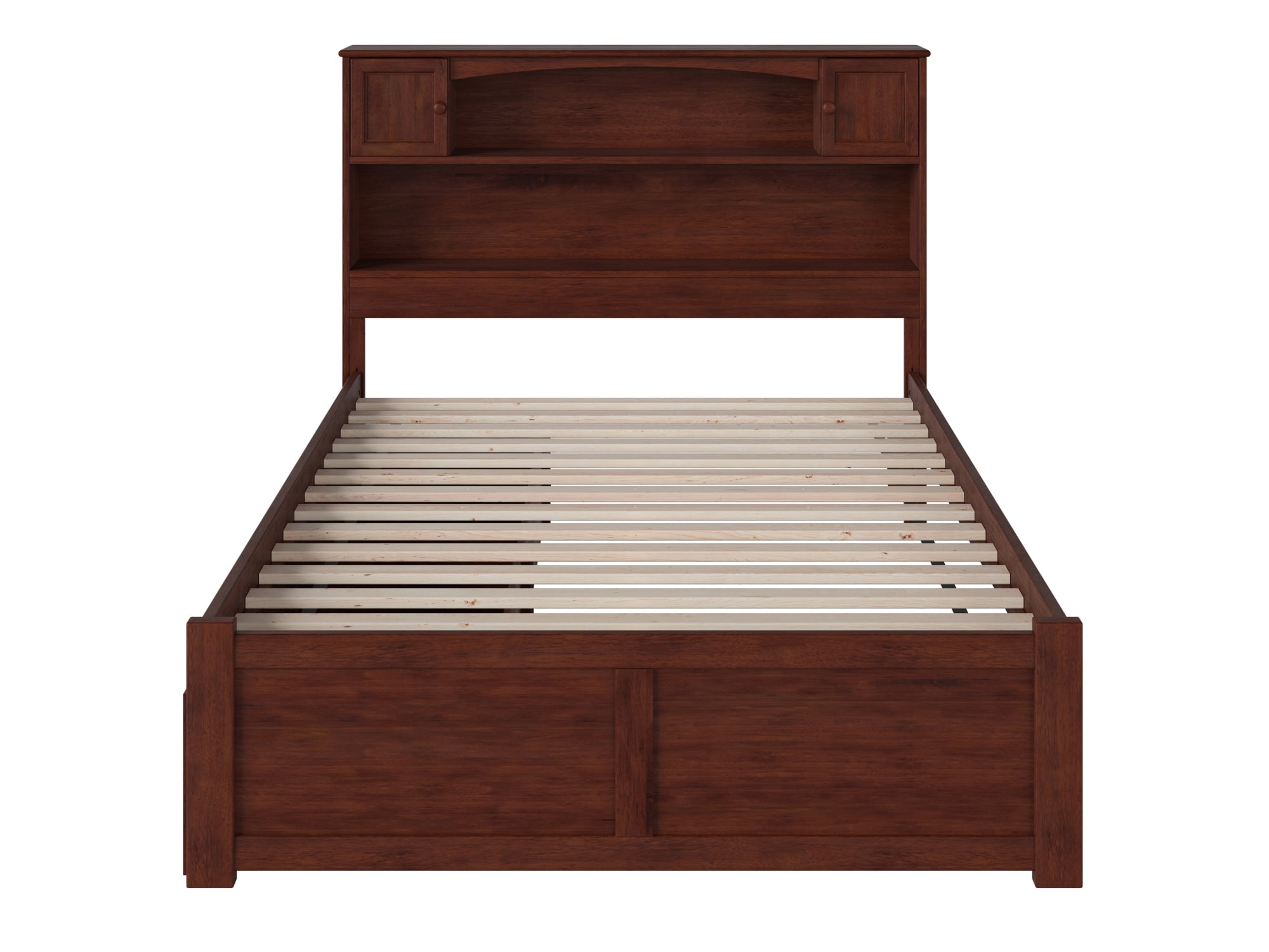 AFI Newport Full Solid Wood Platform Bed with Footboard & 2 Storage Drawers in Walnut