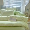 thumbnail image 2 of 2 Pieces Light Green Plaid Bedding Set Green Grid Geometric Pattern Comforter Cover Soft Plaid Microfiber Twin Duver Cover Set, 2 of 7