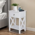 thumbnail image 4 of Ktaxon Night Stands for Bedroom Rustic Nightstand Bedside End Tables with Drawer Storage,White, 4 of 7