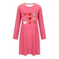 thumbnail image 4 of Sakmal Love Moomoo Nightgownss Women Lightweight Valentines Long Sleeve Sleepshirt Heart Print Knee Length Ladies Nightgown XL, 4 of 6