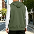 thumbnail image 5 of Fnooota Mens Lightweight Vests, Casual Zip up Drawstring Sleeveless Fall Hoodies with Pockets Army Green Size M, 5 of 5