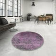 thumbnail image 4 of Ahgly Company Machine Washable Indoor Round Industrial Modern Purple Jam Purple Area Rugs, 4' Round, 4 of 7