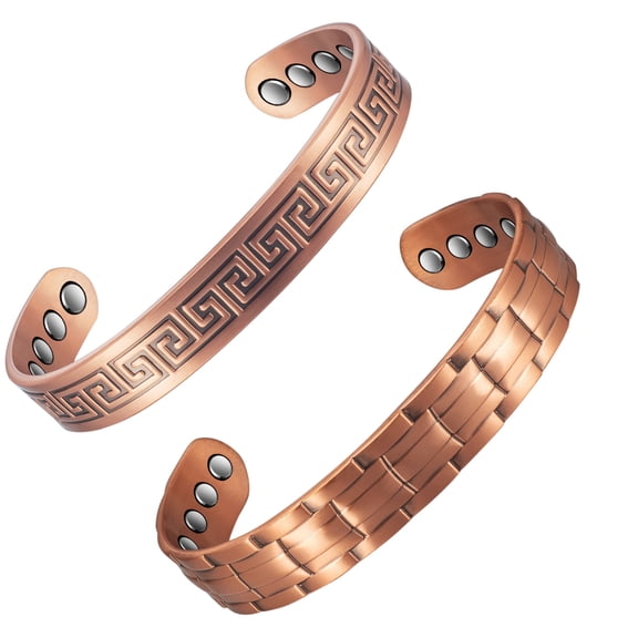Wollet Copper Bracelet for Men Women , 7 inches Adjustable Size