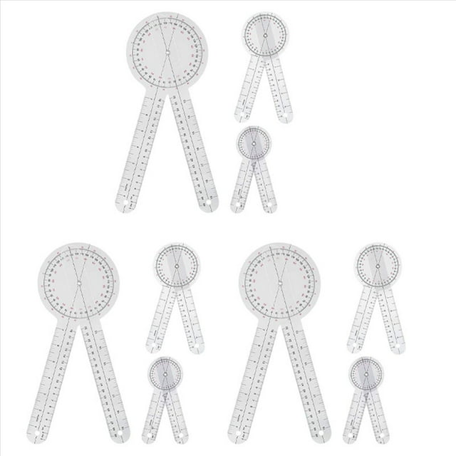 9-Piece Goniometer 6/8/12 Inch Occupational Therapy Protractor Tool Measuring Angle Ruler 360 Degree Universal,9 x Goniometer,Transparent