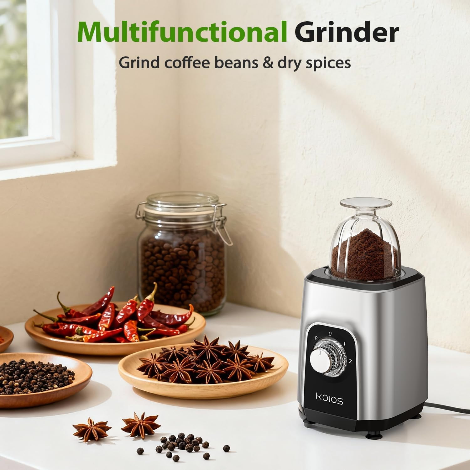 1000W Blender Food Processor Combo with Meat Grinder and Spice Chopper, 4-in-1 All-in-One Kitchen System for Smoothies and Meal Prep
