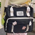 thumbnail image 2 of Bolso Mochilas de nylon Moda Linda Mochila informal Cremalleras Mujeres de compras (Negro), 2 of 7
