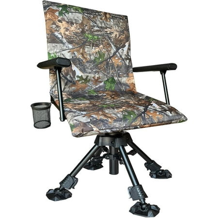 Silent Swivel Stable Portable Ground Folding Outdoor Camping Fishing Hunting Blind Chair Seat with Cover 4 Legs Adjustable Height