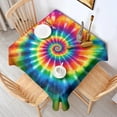 thumbnail image 2 of Colorful Rainbow Tie Dye Spiral Pattern Square Tablecloth,Waterproof Square Table Cover,Wipeable Spillproof Washable Table Cover for Home Kitchen Party Decor 60"x60"(152x152cm), 2 of 6