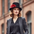 thumbnail image 7 of Vjnyvs Adult Victorian Top Hat, Rose Flower Magic Hat Jazz Cap Unisex Fedoras Hat Pirate Hat For Party Hat, 7 of 7