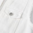 thumbnail image 4 of Women's Solid Color Crew Neck Denim Jacket Raw Edge Casual Coat with Pockets White M(M), 4 of 8