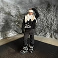 thumbnail image 3 of Summer American retro Harajuku simple style pullover broken planet letter jacquard knitted sweater, 3 of 5