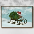 thumbnail image 2 of Christmas Holly Hedgehog Sledding - Framed Gallery Wrapped Holiday Canvas - 27 x 41 - Rosewood Frame, 2 of 8