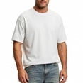 thumbnail image 2 of JOANKDMI Oversized T-Shirts for Men Short Sleeve Crew Neck Drop Shoulder Casual Tees Blank Heavyweight Cotton Tops Loose Fit Basic Shirts for Lounge Streetwear Summer, 2 of 8