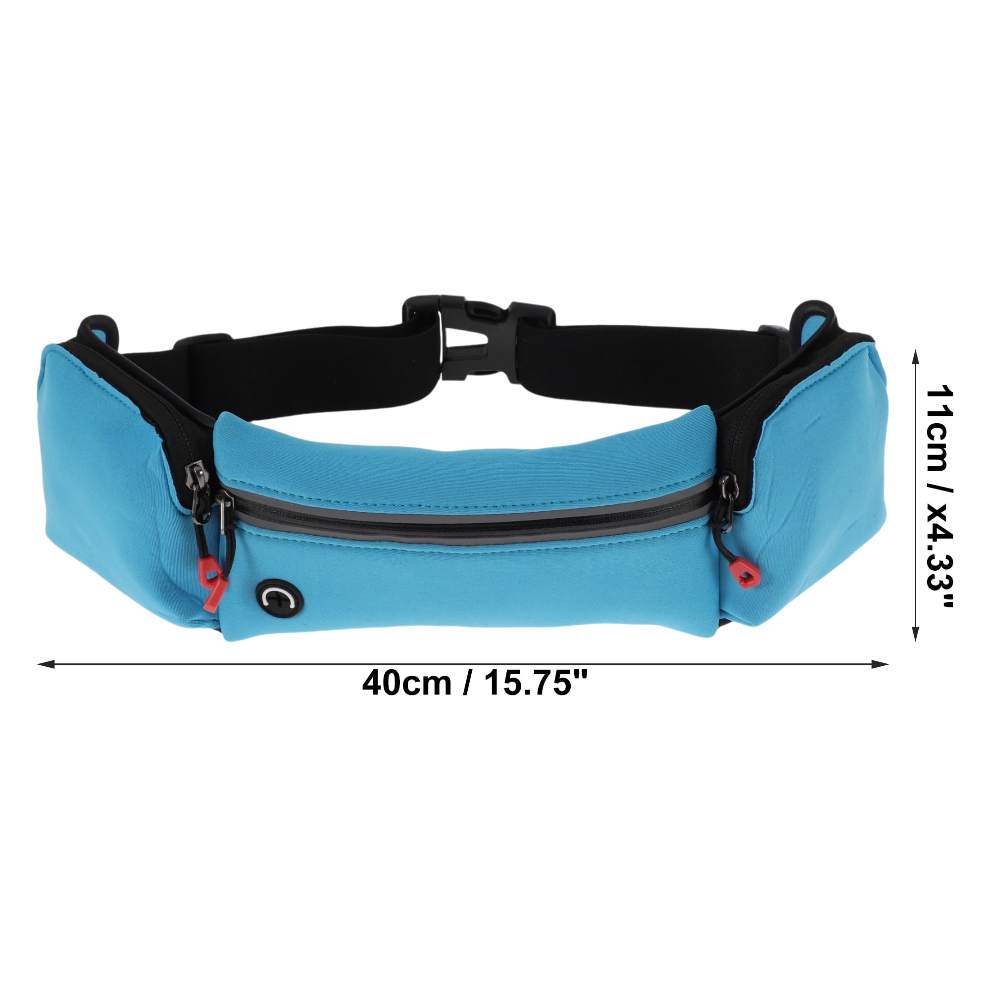 Unique Bargains Multifunctional Zipper Running Belt 1 Pc Light Blue