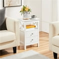 thumbnail image 1 of Yaheetech Farmhouse Bedside Table with 2 Drawer and 1 Shelf Storage, White, 1 of 6