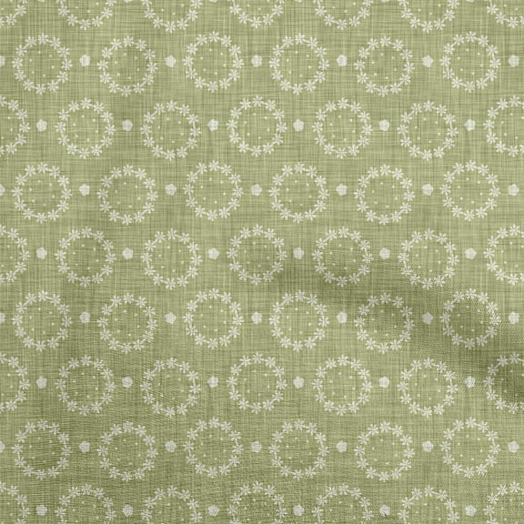 oneOone Georgette Viscose Olive Green Fabric Block Fabric For Sewing Printed Craft Fabric By The Yard 42 Inch Wide-XV